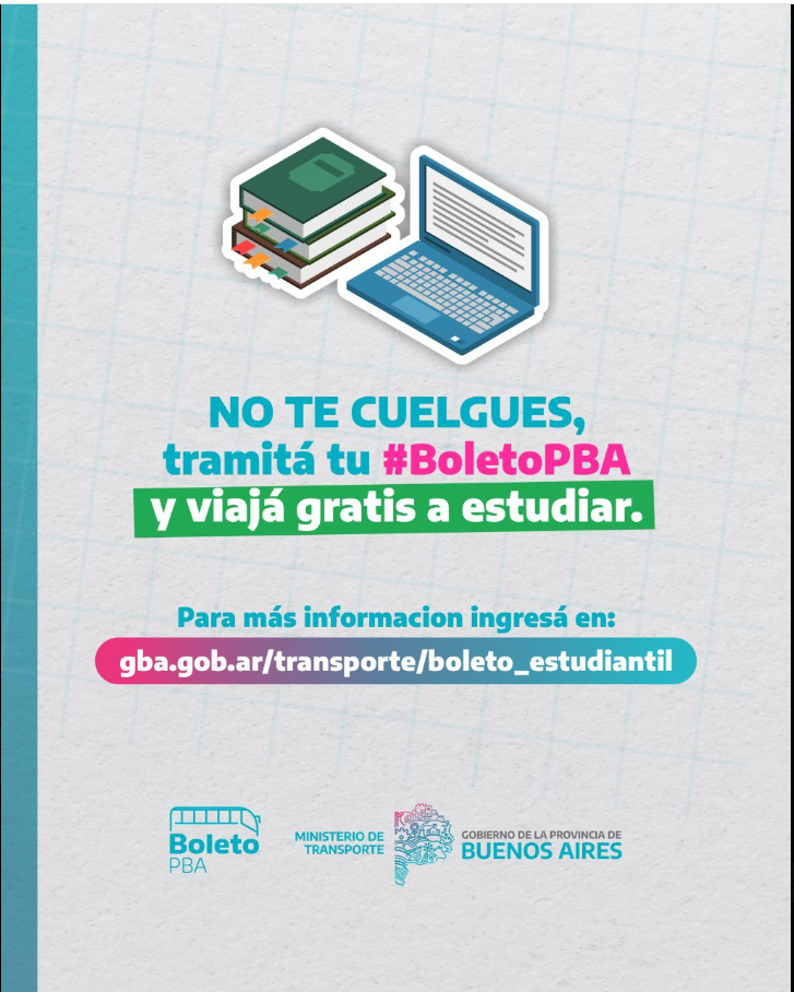 ¡YA ESTÁ ABIERTA LA INSCRIPCIÓN PARA EL BOLETO ESTUDIANTIL EN TODOS LOS NIVELES!