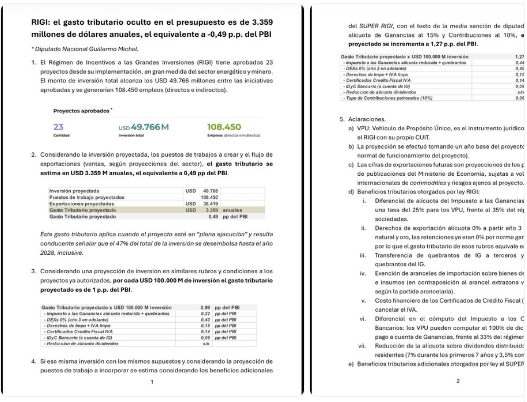 EL MAYOR DIBUJO DEL PRESUPUESTO ES LA AUSENCIA TOTAL DEL GASTO TRIBUTARIO (LO QUE EL ESTADO DEJA DE RECAUDAR) POR EL RIGI